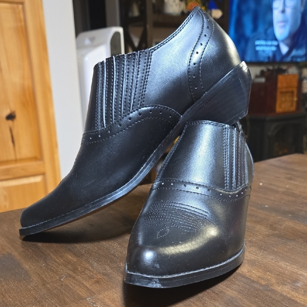 Dingo Leather Chelsea Slide On Booties Western Black Womens Size 7.5